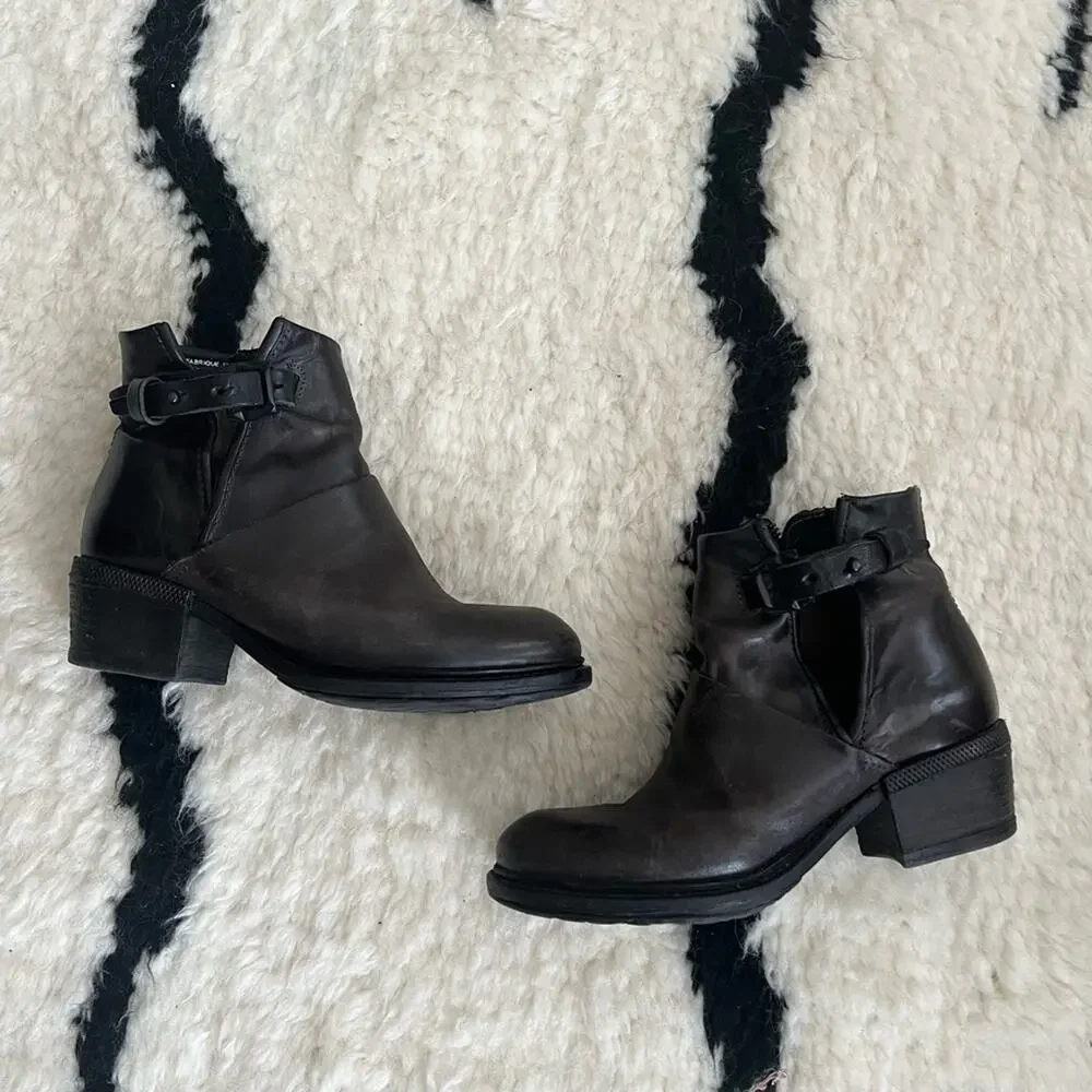 A.S. 98 Distressed Leather Moto Booties